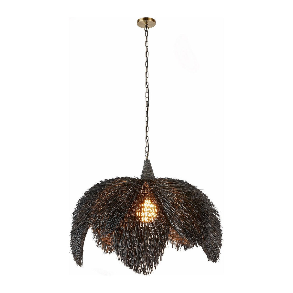 Arteriors - DMS17 - One Light Pendant - Ezra - Black Wash/Antique Brass