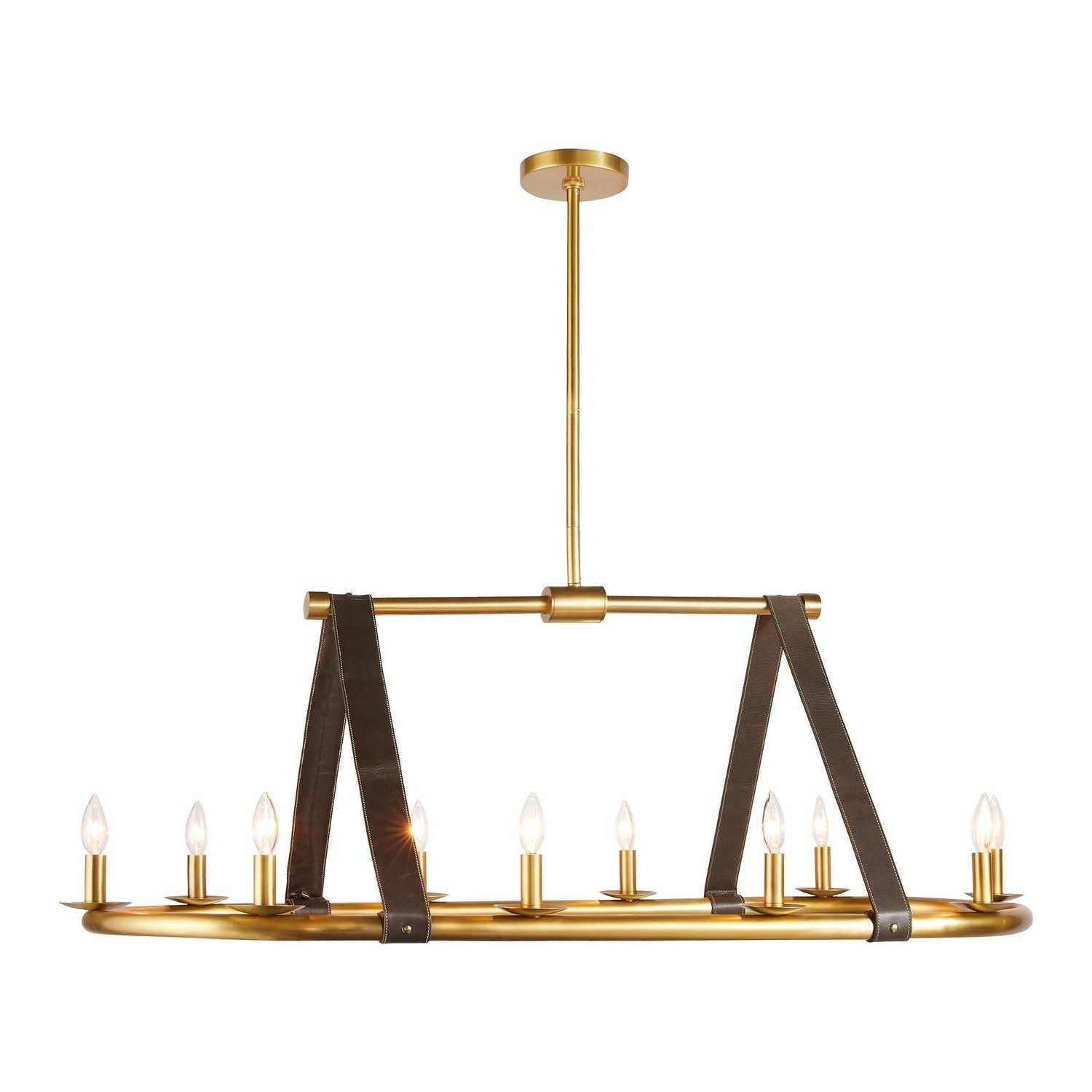 Arteriors - DRI02 - Ten Light Linear Chandelier - Englewood - Antique Brass/Moss