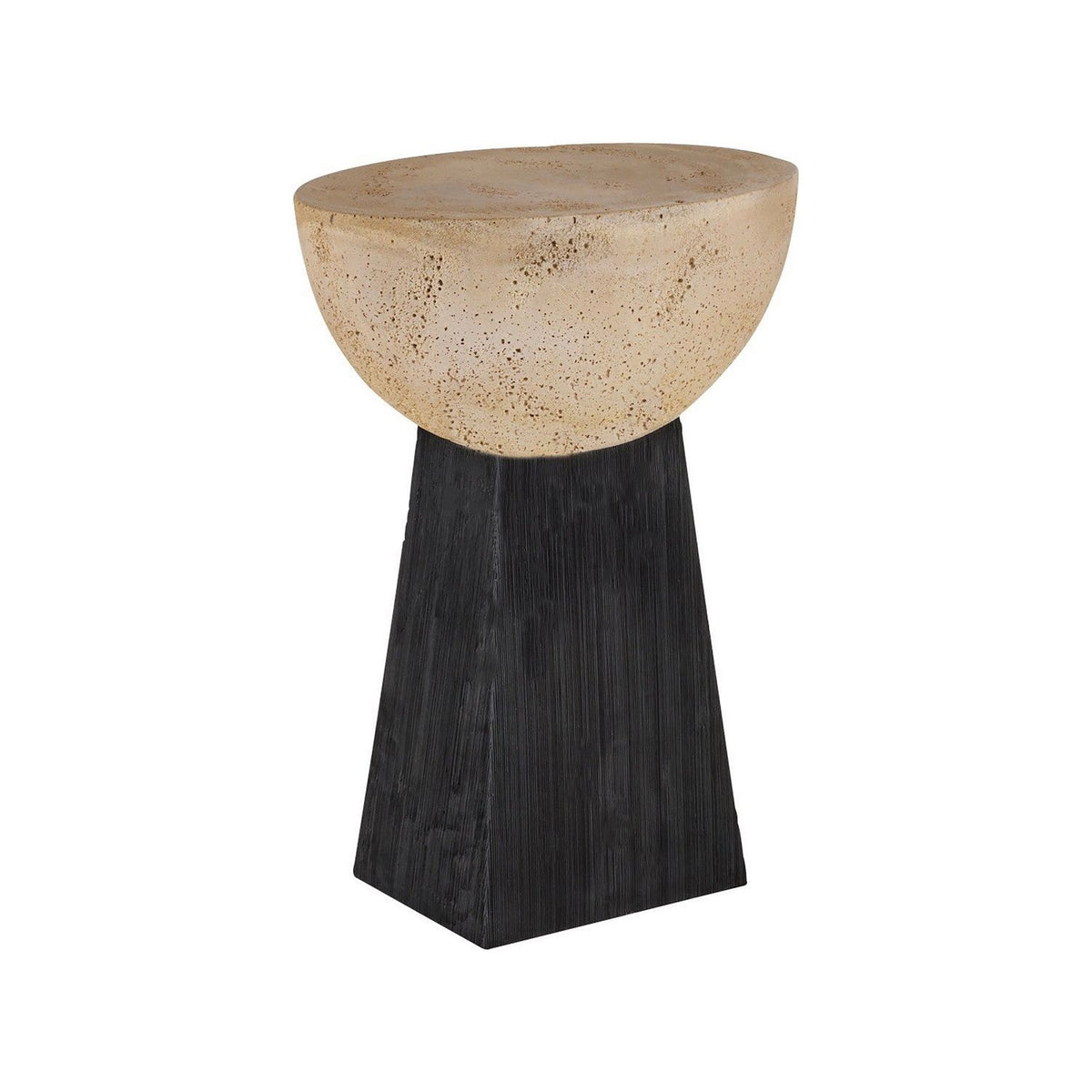 Arteriors - FAC02 - Accent Table - Dorian - Chai Travertine/Black