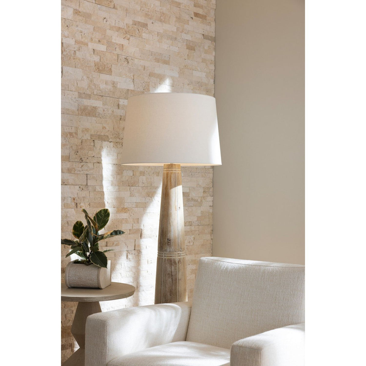 Arteriors - PFI08-SH052 - One Light Floor Lamp - Elmhurst - Whitewashed/Polished Nickel/Off-White/Off-White