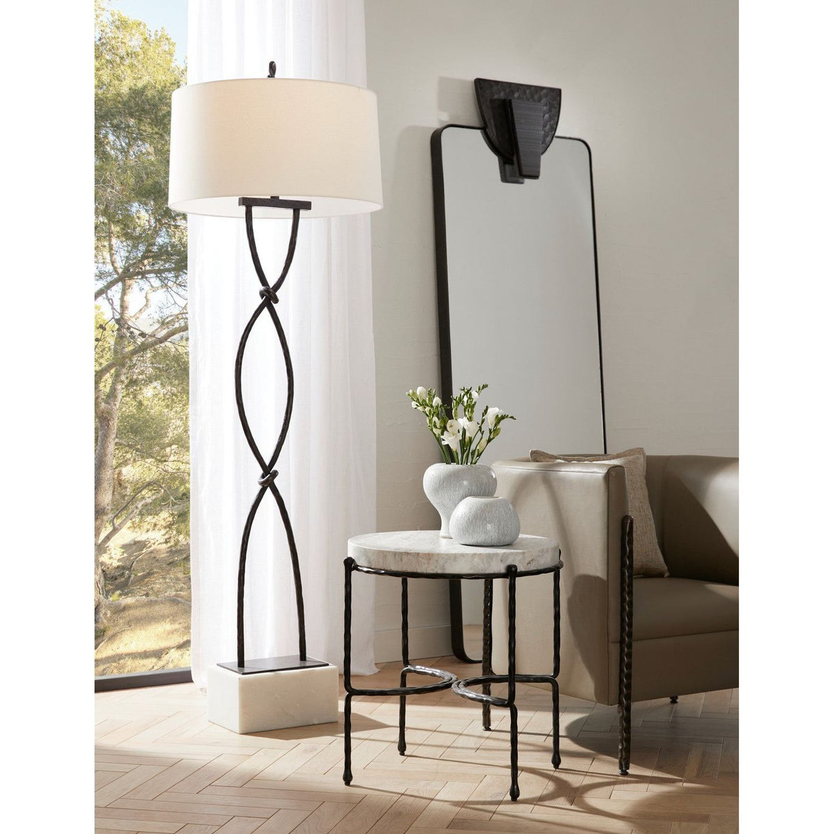 Arteriors - PFI11-SH036 - One Light Floor Lamp - Dutton - Blackened/White/White/White