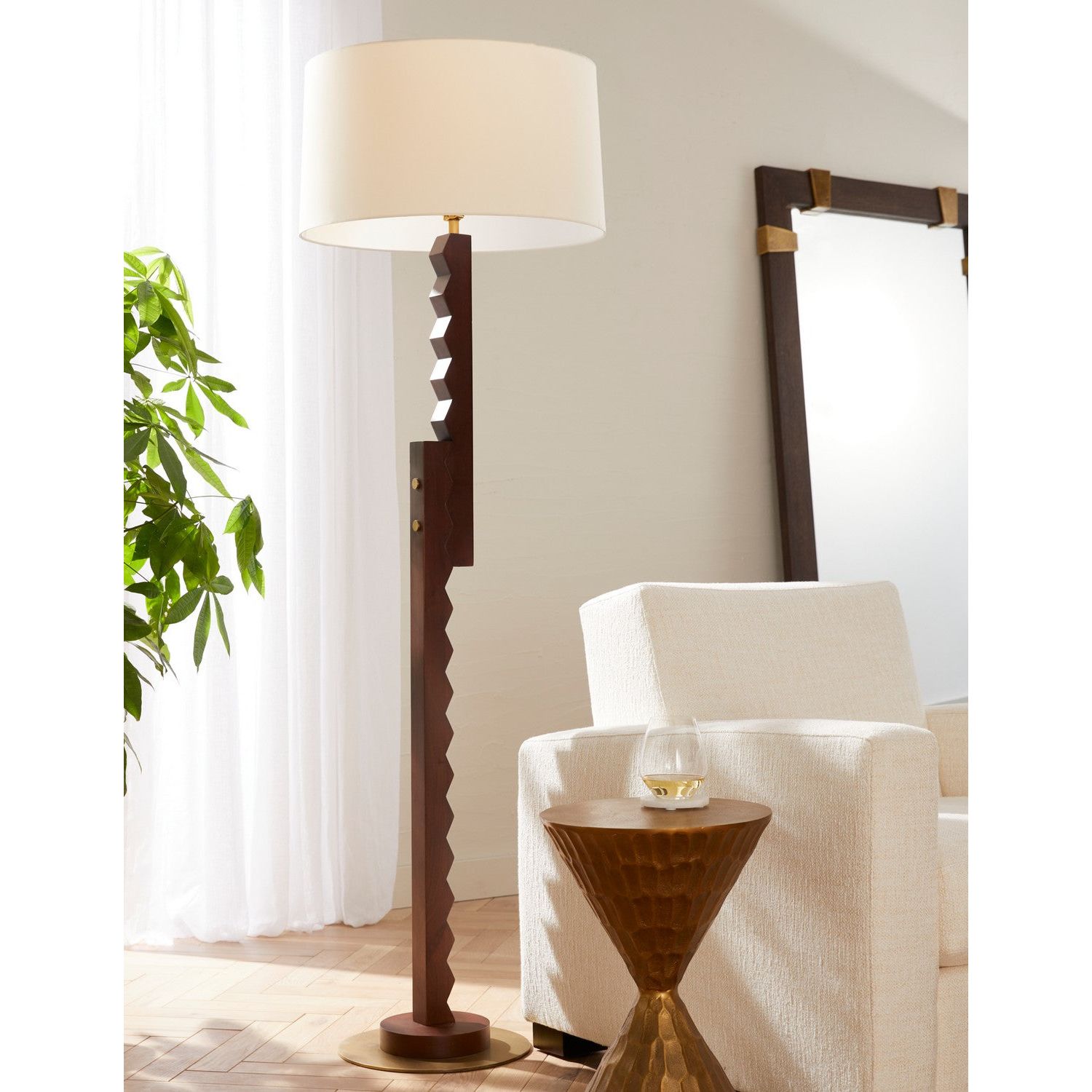 Arteriors - PFI12-769 - One Light Floor Lamp - Elvis - Dark Walnut/Antique Brass/Antique Brass/Ivory/White