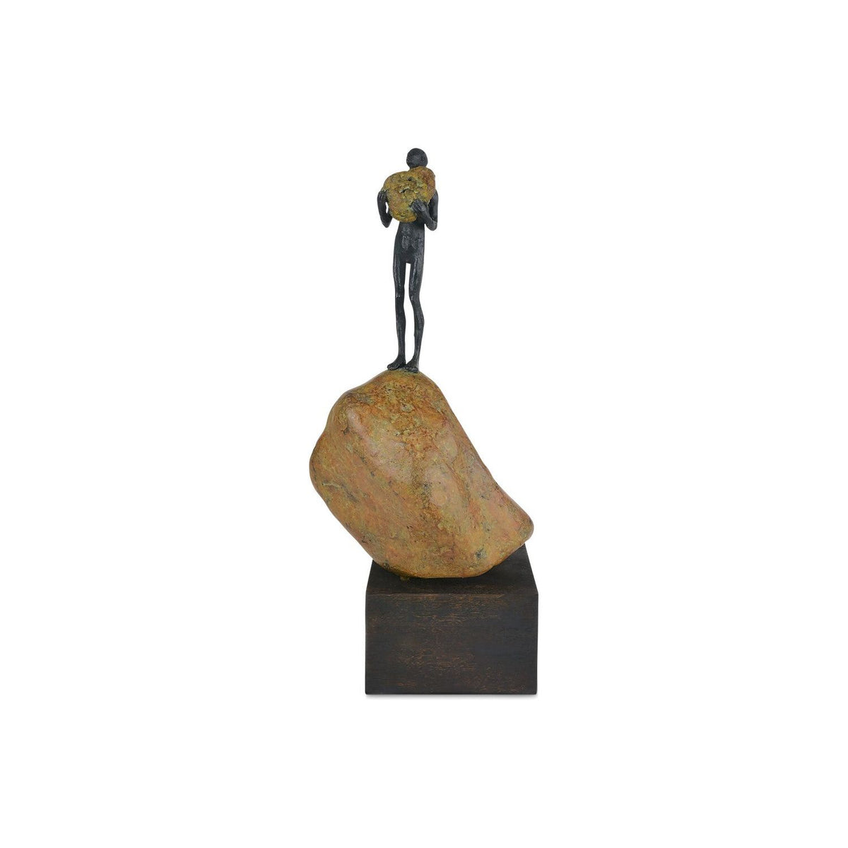 Currey and Company - 1200-0910 - Man on Rock - Brown / Bronze / Green