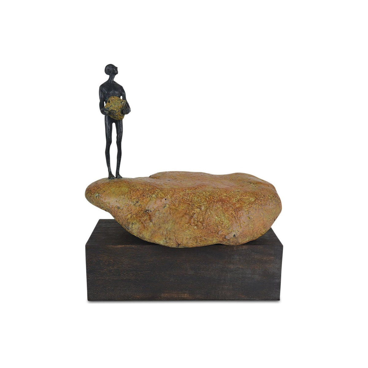 Currey and Company - 1200-0911 - Man on Rock - Brown / Bronze / Green