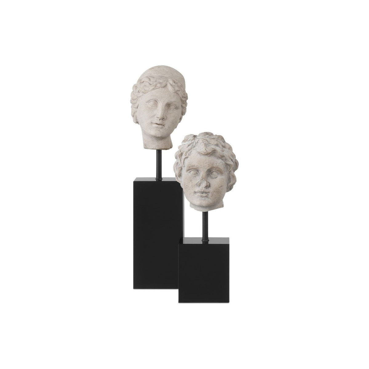 Currey and Company - 1200-0932 - Venus Head on Stand Set of 2 - Beige / Pale Gray / Black