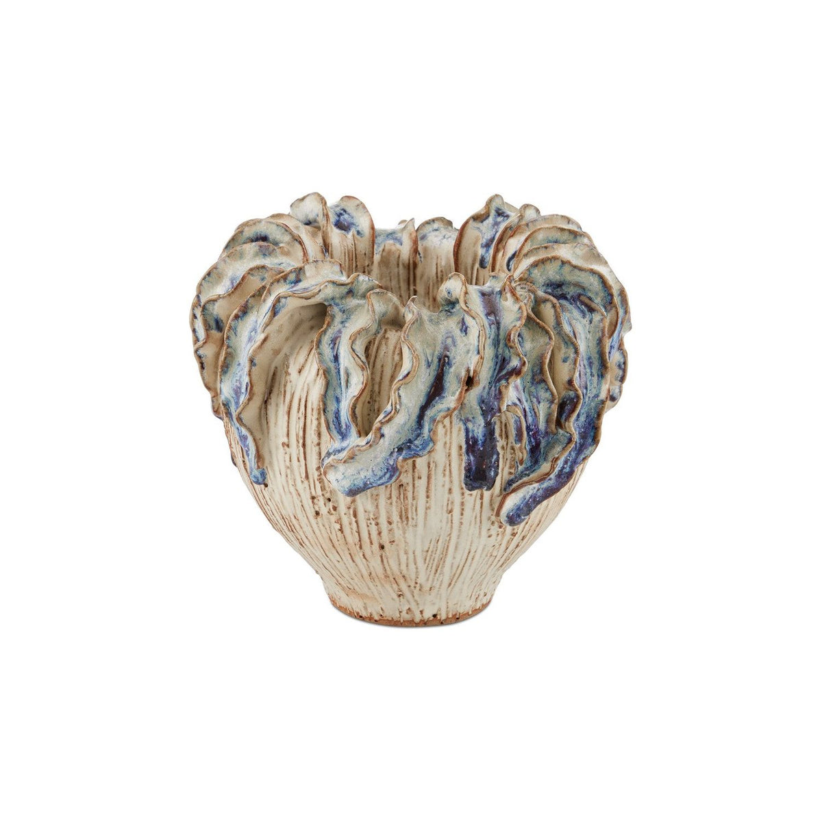 Currey and Company - 1200-0964 - Vase - Tropical Crown - Ivory / Reactive Blue