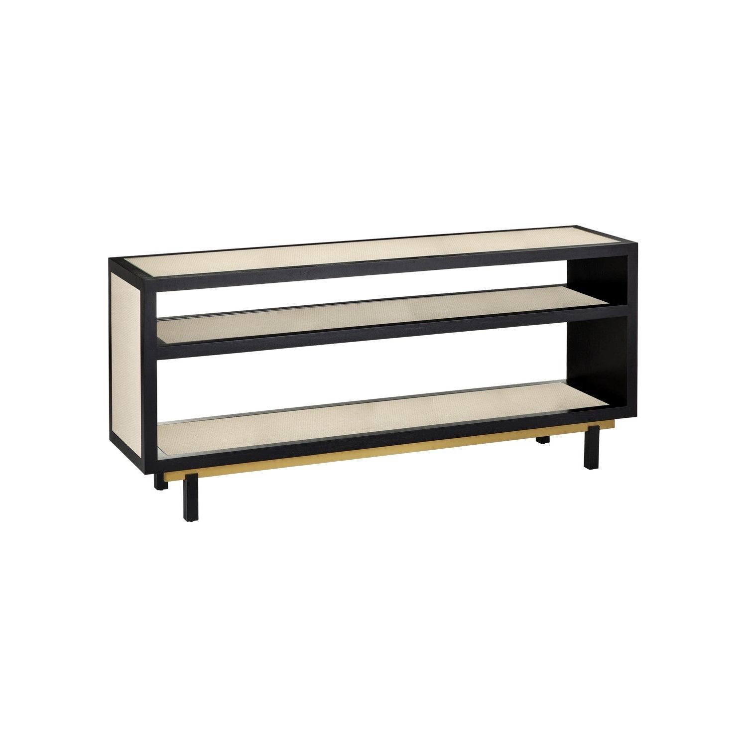 Currey and Company - 3000-0318 - Console Table - Deanna - Ivory / Black / Brushed Brass / Clear