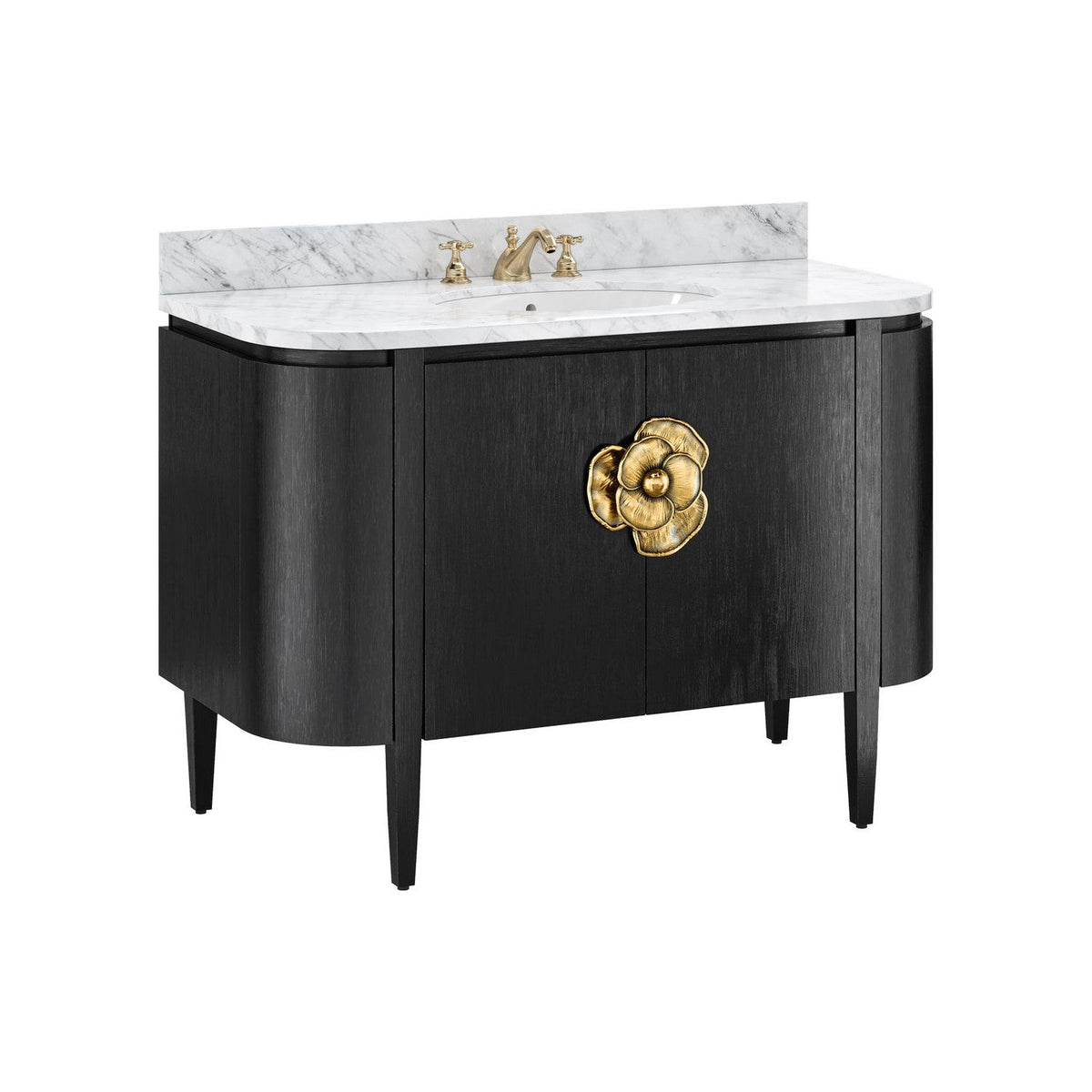 Currey and Company - 3800-0001 - Vanity with Sink - Briallen - Caviar Black / Natural / White / Light Antique Brass