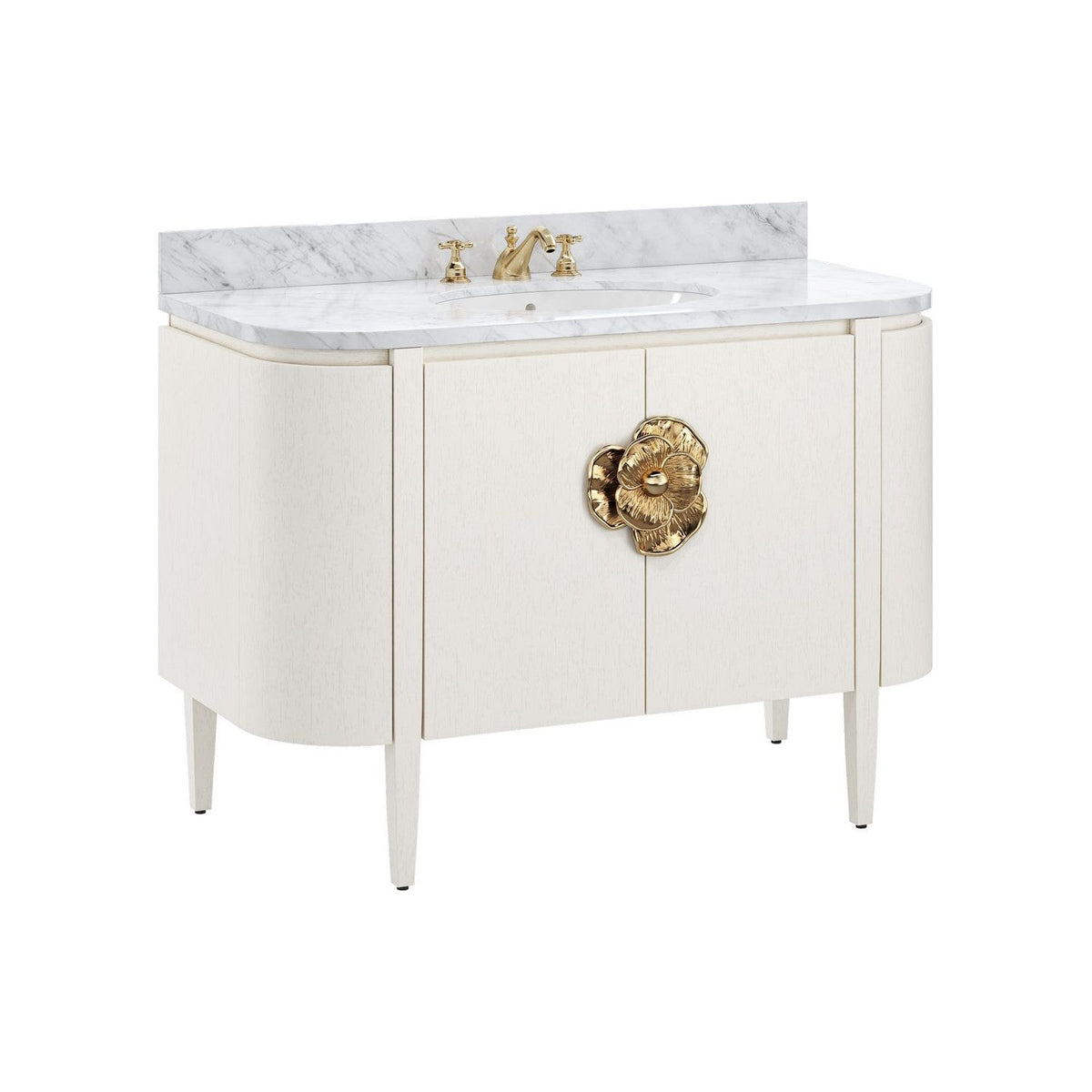 Currey and Company - 3800-0002 - Vanity with Sink - Briallen - Cerused White / Natural / White / Polished Brass