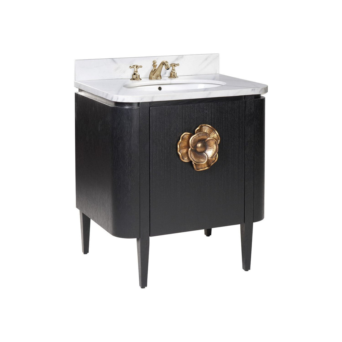 Currey and Company - 3800-0003 - Vanity with Sink - Briallen - Caviar Black / Natural / White / Light Antique Brass