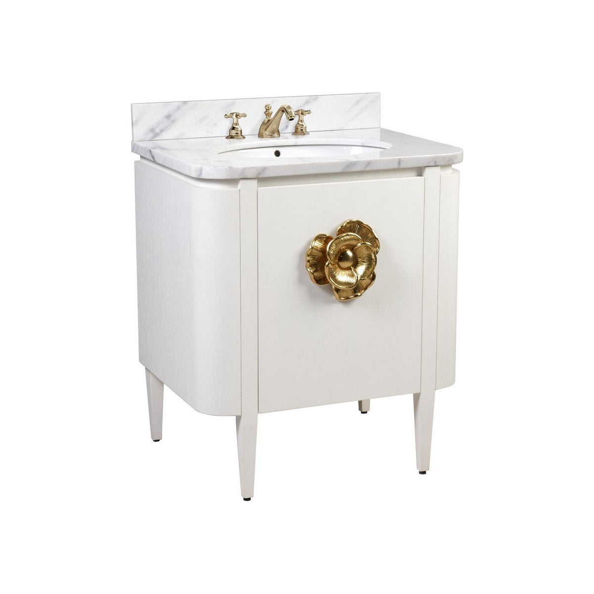 Currey and Company - 3800-0004 - Vanity with Sink - Briallen - Cerused White / Natural / White / Polished Brass