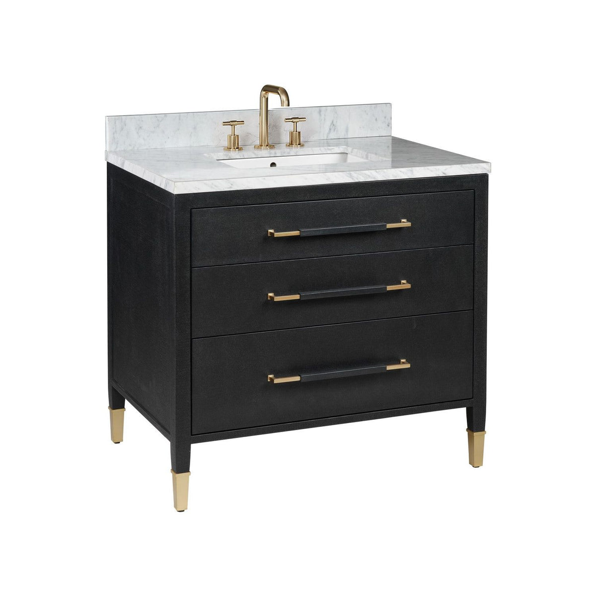 Currey and Company - 3800-0006 - Vanity with Sink - Verona - Black Lacquered Linen / Natural / White / Champagne