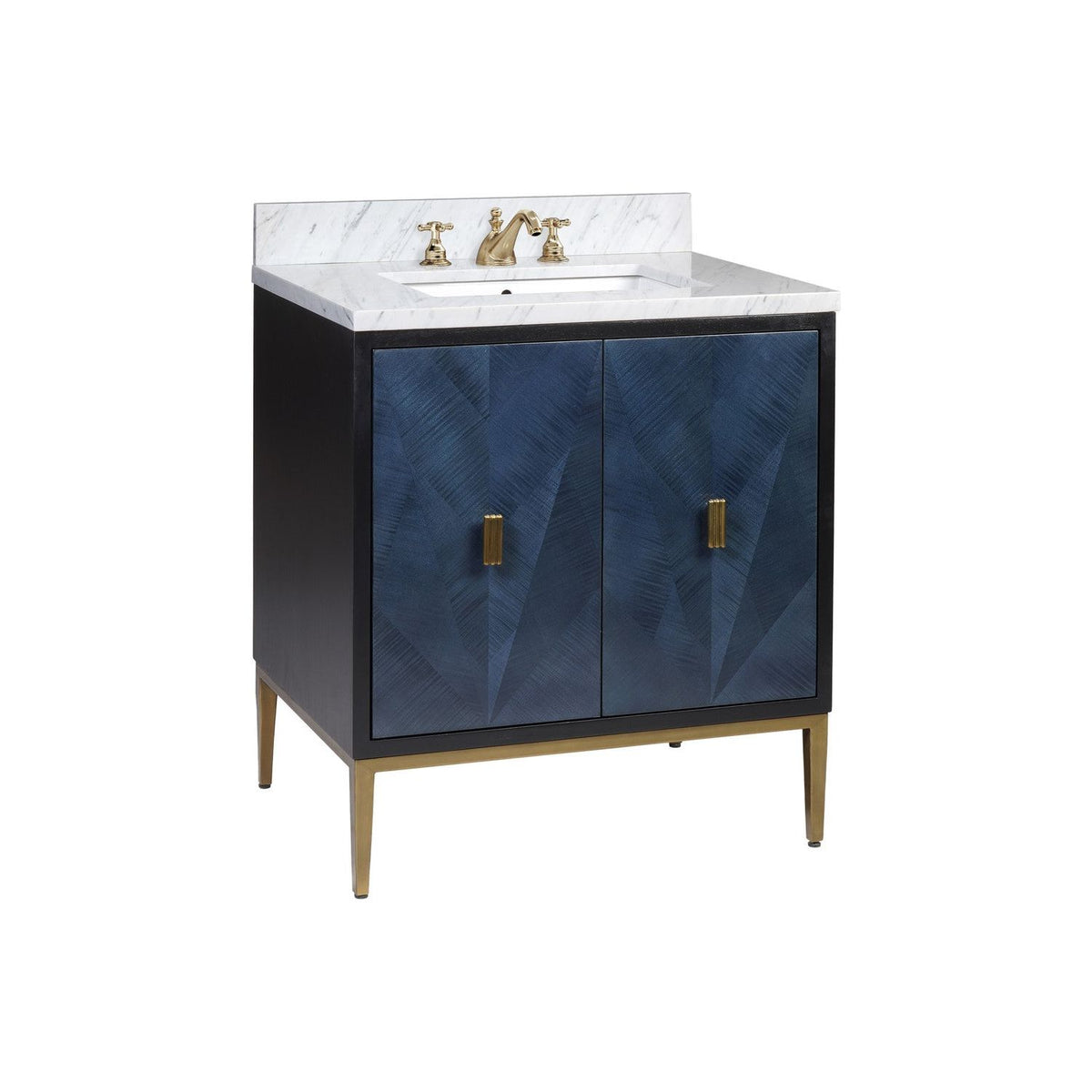 Currey and Company - 3800-0008 - Vanity with Sink - Kallista - Dark Sapphire / Caviar Black / Natural / White / Antique Brass