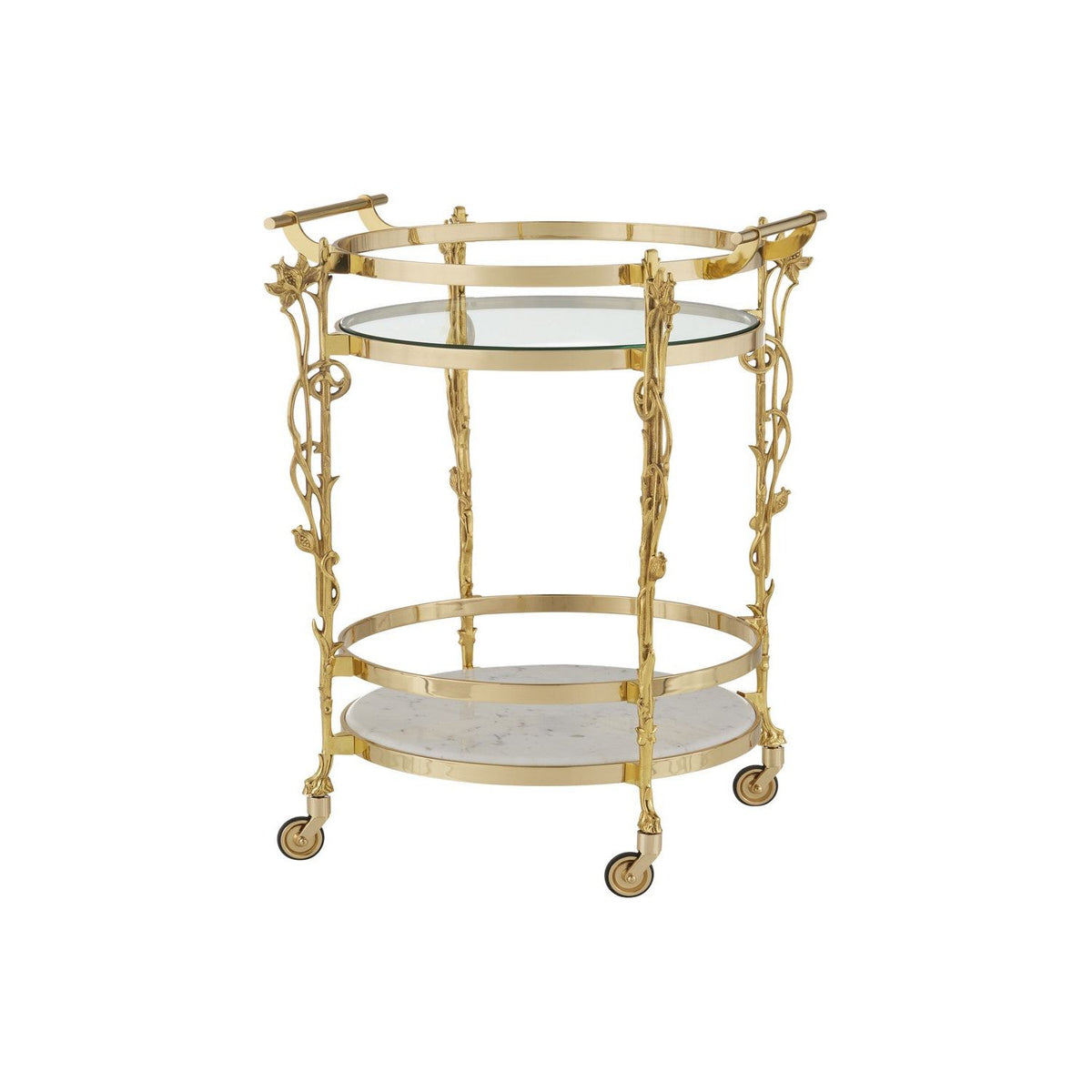 Currey and Company - 4000-0206 - Bar Cart - Fiore - Polished Brass / Clear / Natural