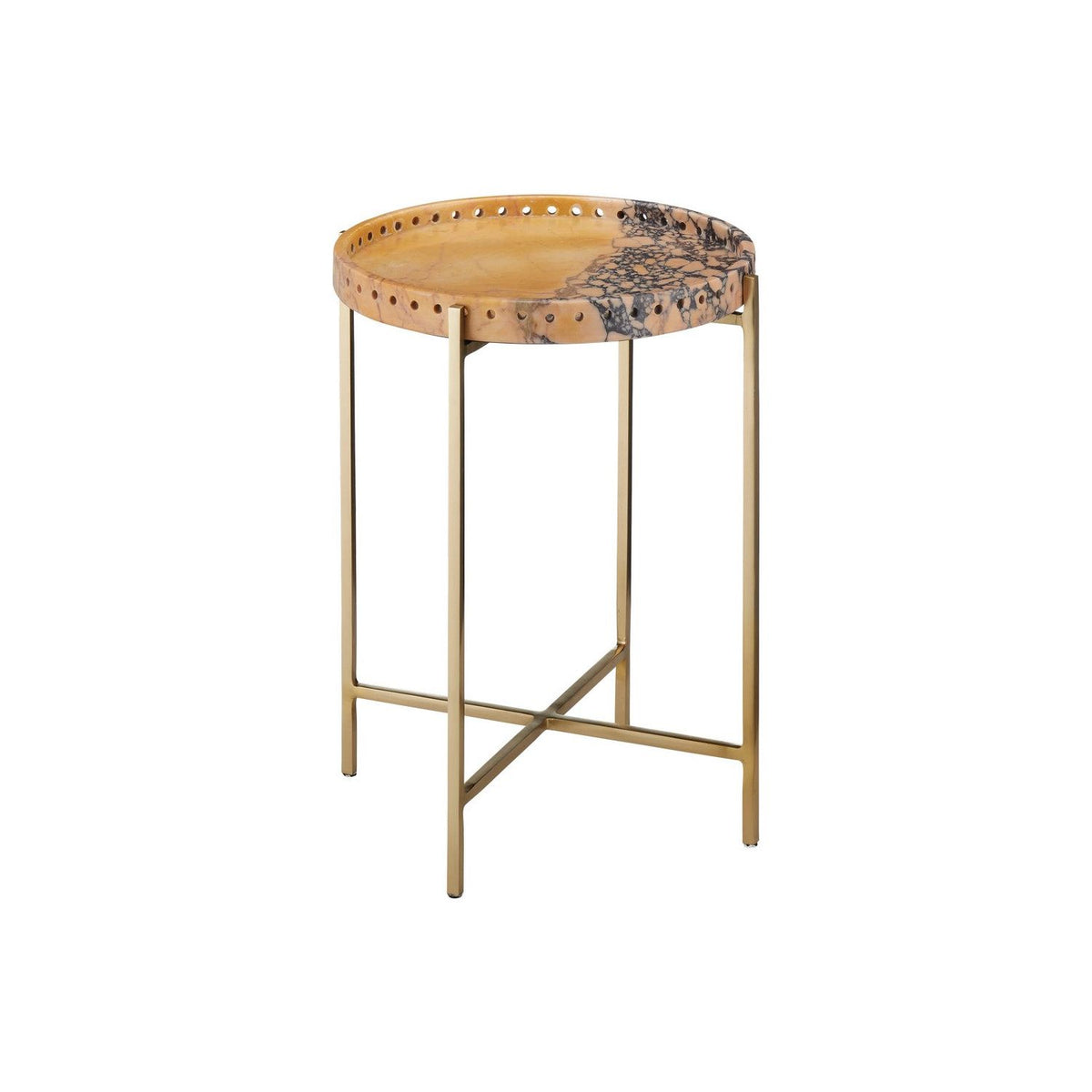 Currey and Company - 4000-0211 - Accent Table - Freya - Natural / Antique Brass