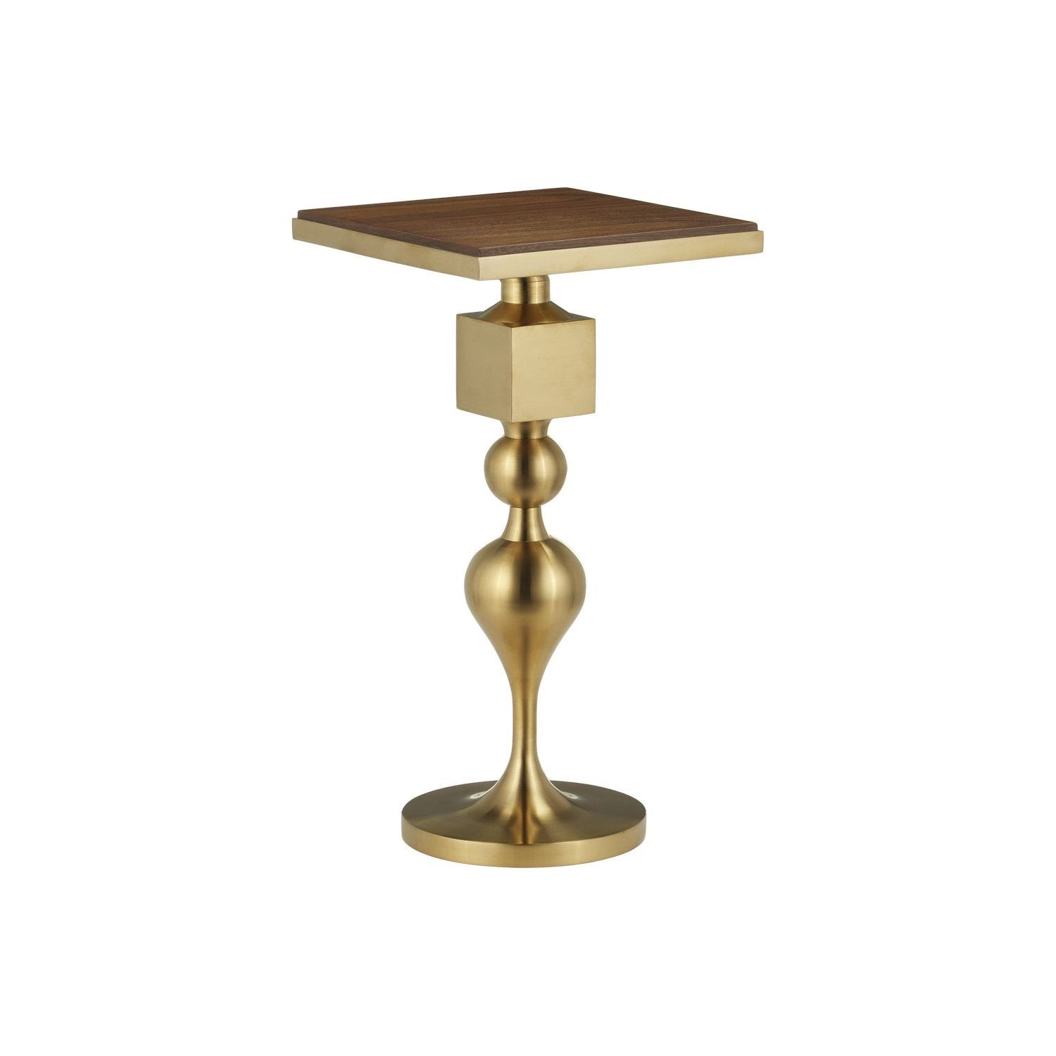 Currey and Company - 4000-0213 - Accent Table - Maeve - Brushed Brass / Walnut