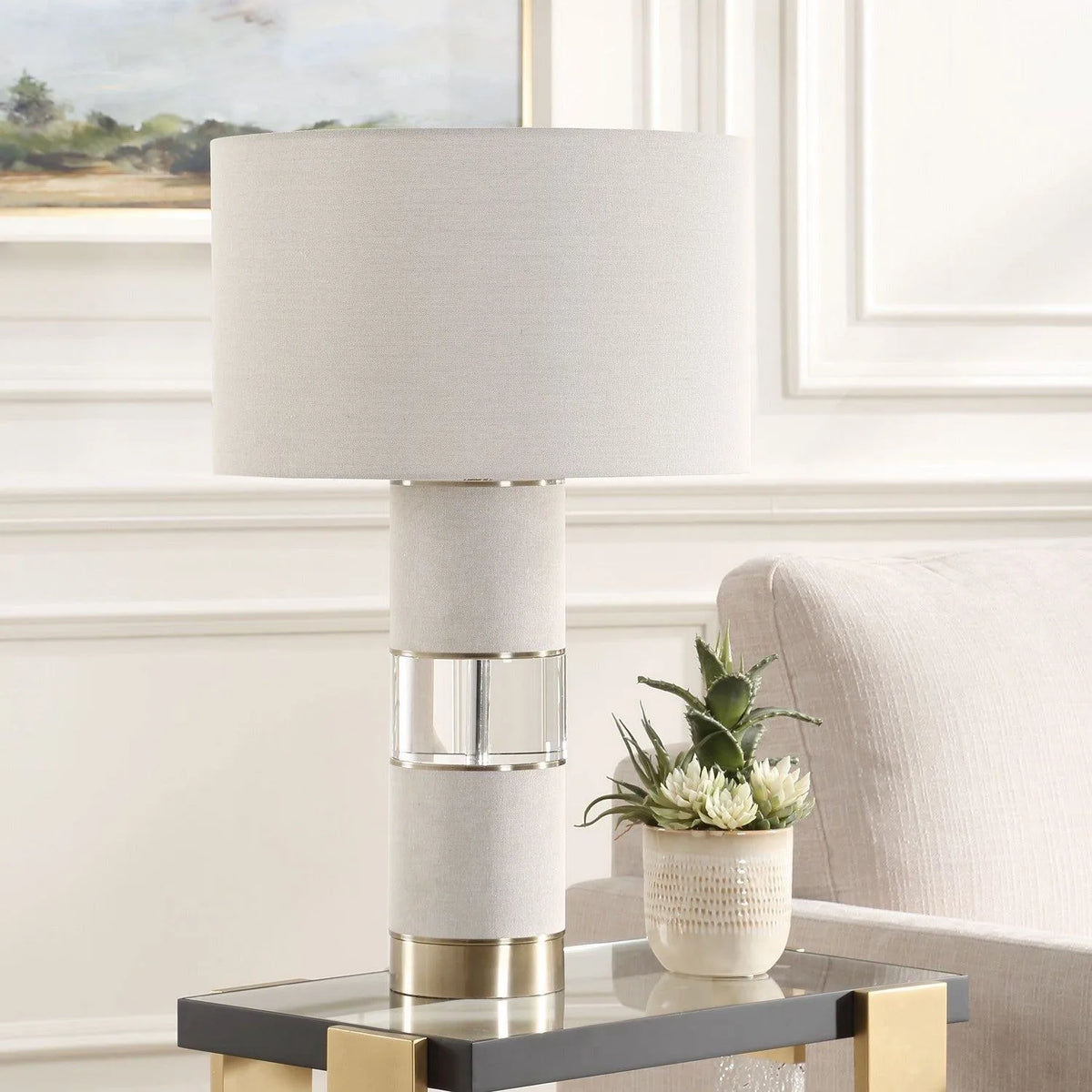 Uttermost - 30472 - One Light Table Lamp - Maliyah - Light Beige Linen Wrapped