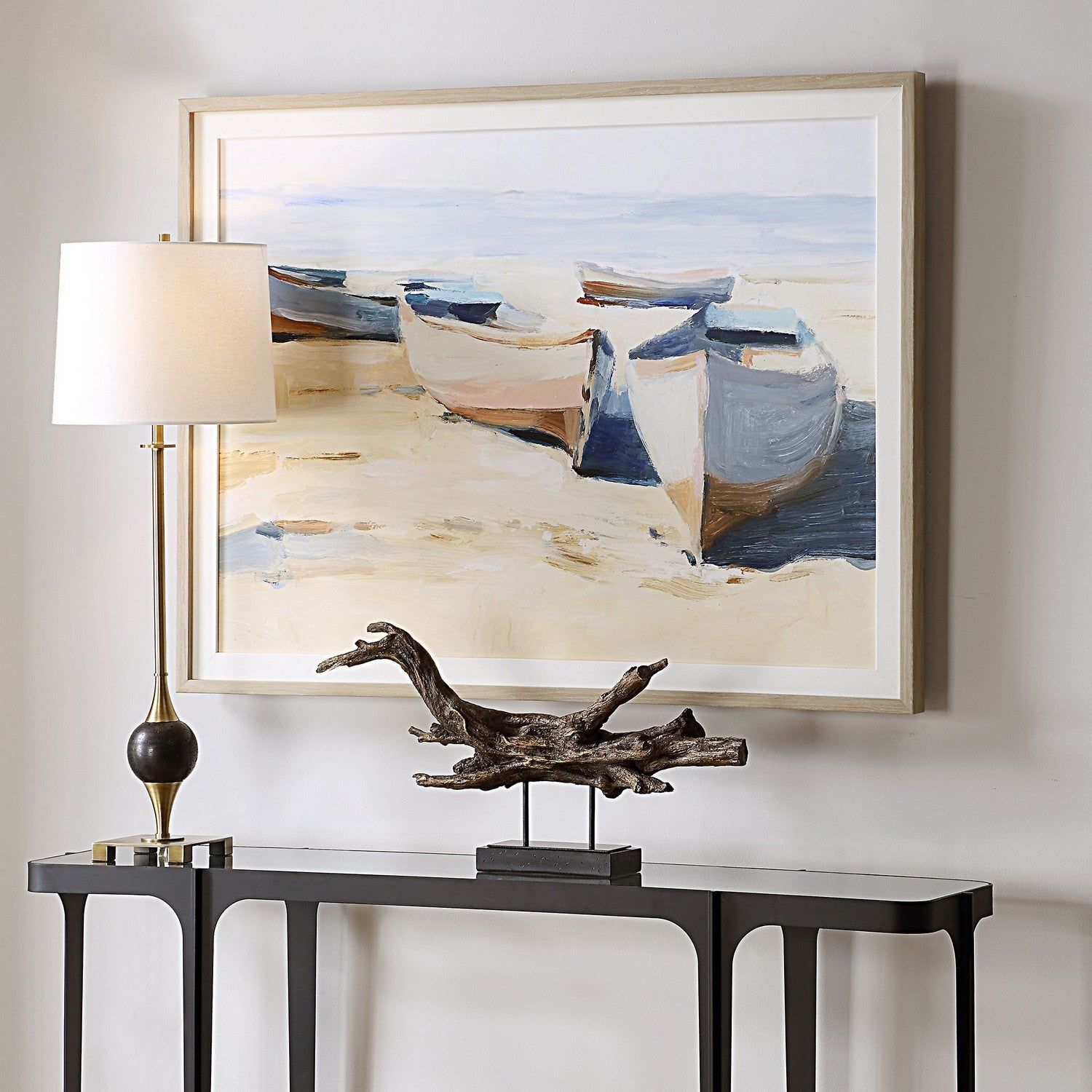 Uttermost - 32378 - Framed Print - Beached Boats - Pine Wood