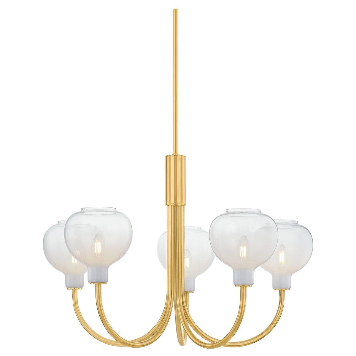 Mitzi - H990805-AGB - Five Light Chandelier - Estelle - Aged Brass