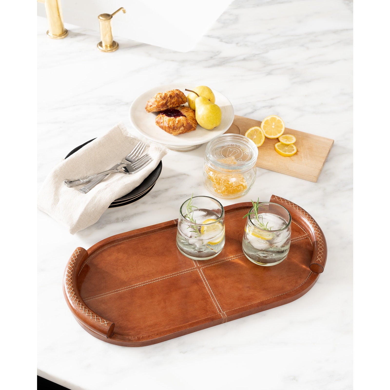 Forte Leather Oval Tray