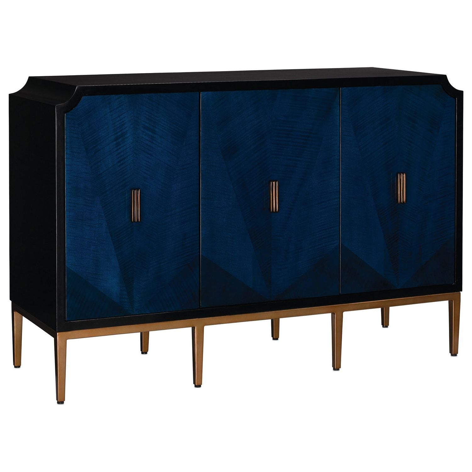 Currey and Company - 3000-0082 - Cabinet - Kallista - Dark Sapphire/Caviar Black/Antique Brass