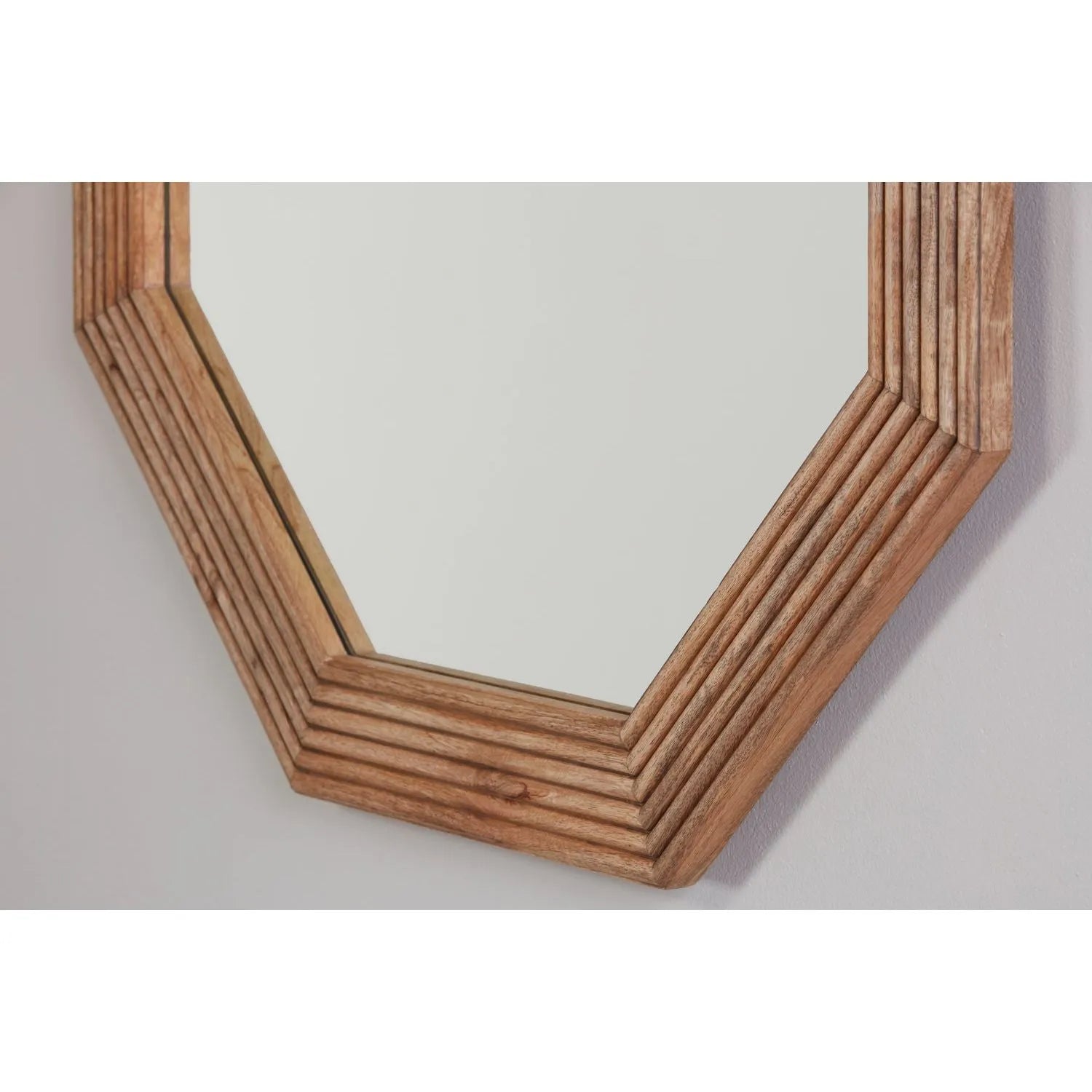 Miroir octogonal en bois de manguier de 33 po