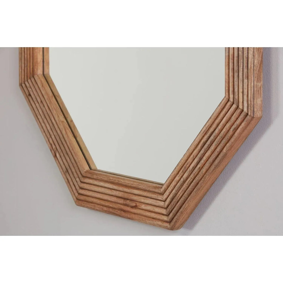 33" Octagonal Mango Wood Mirror