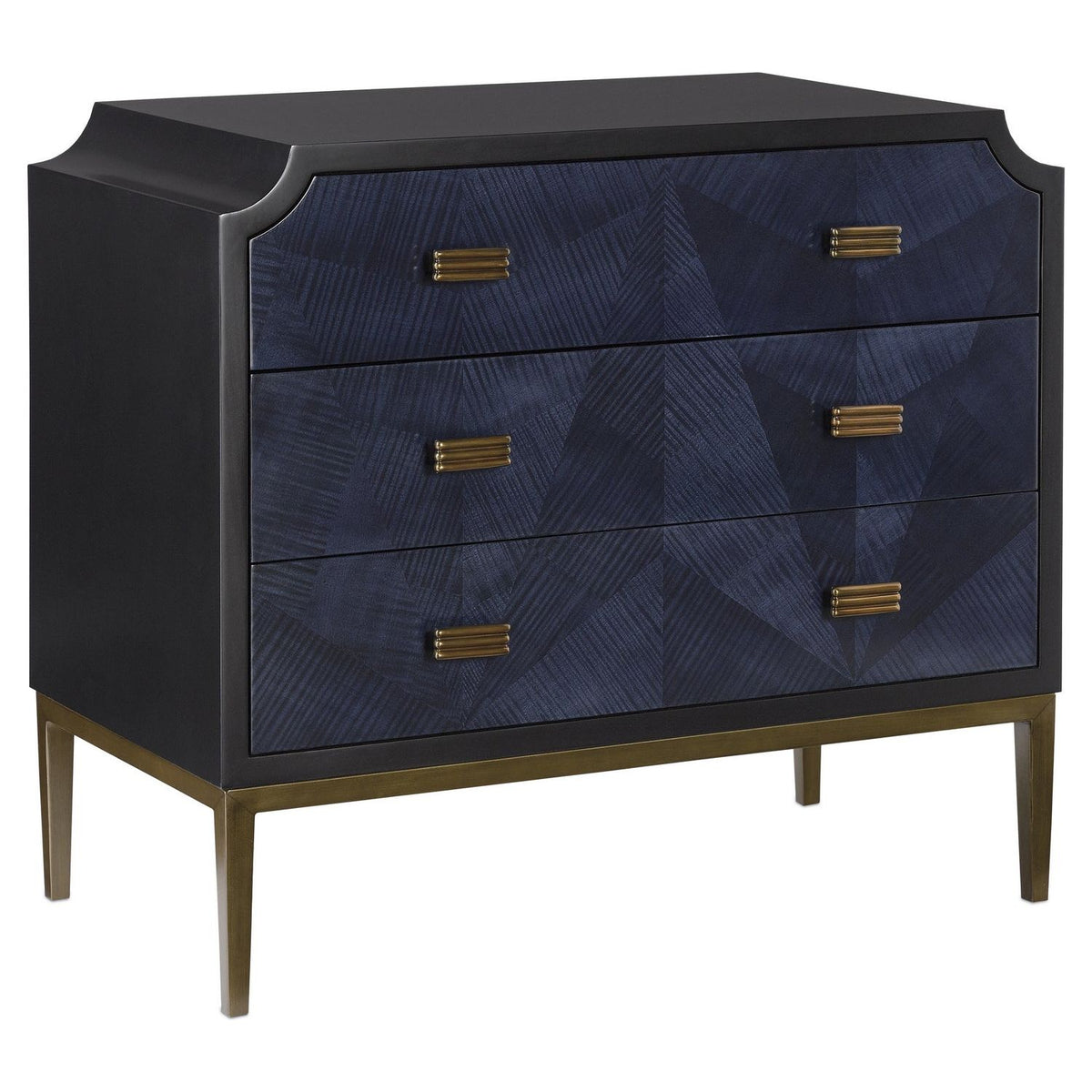 Currey and Company - 3000-0124 - Chest - Kallista - Dark Sapphire/Caviar Black/Antique Brass