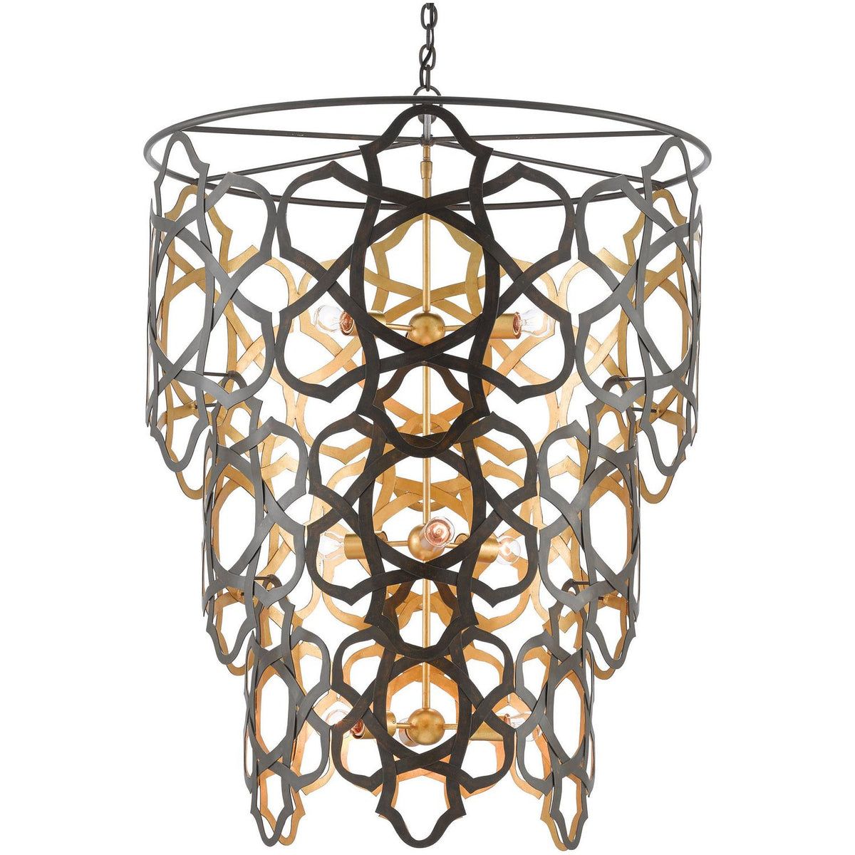 Currey and Company - 9000-0381 - Nine Light Chandelier - Mauresque - Bronze Gold/Contemporary Gold Leaf