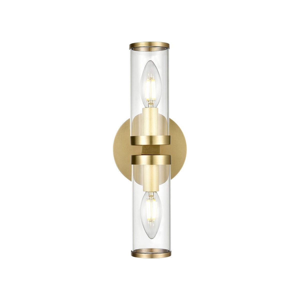 Alora Canada - WV309002NBCG - Two Light Wall Sconce - Revolve - Clear Glass/Natural Brass