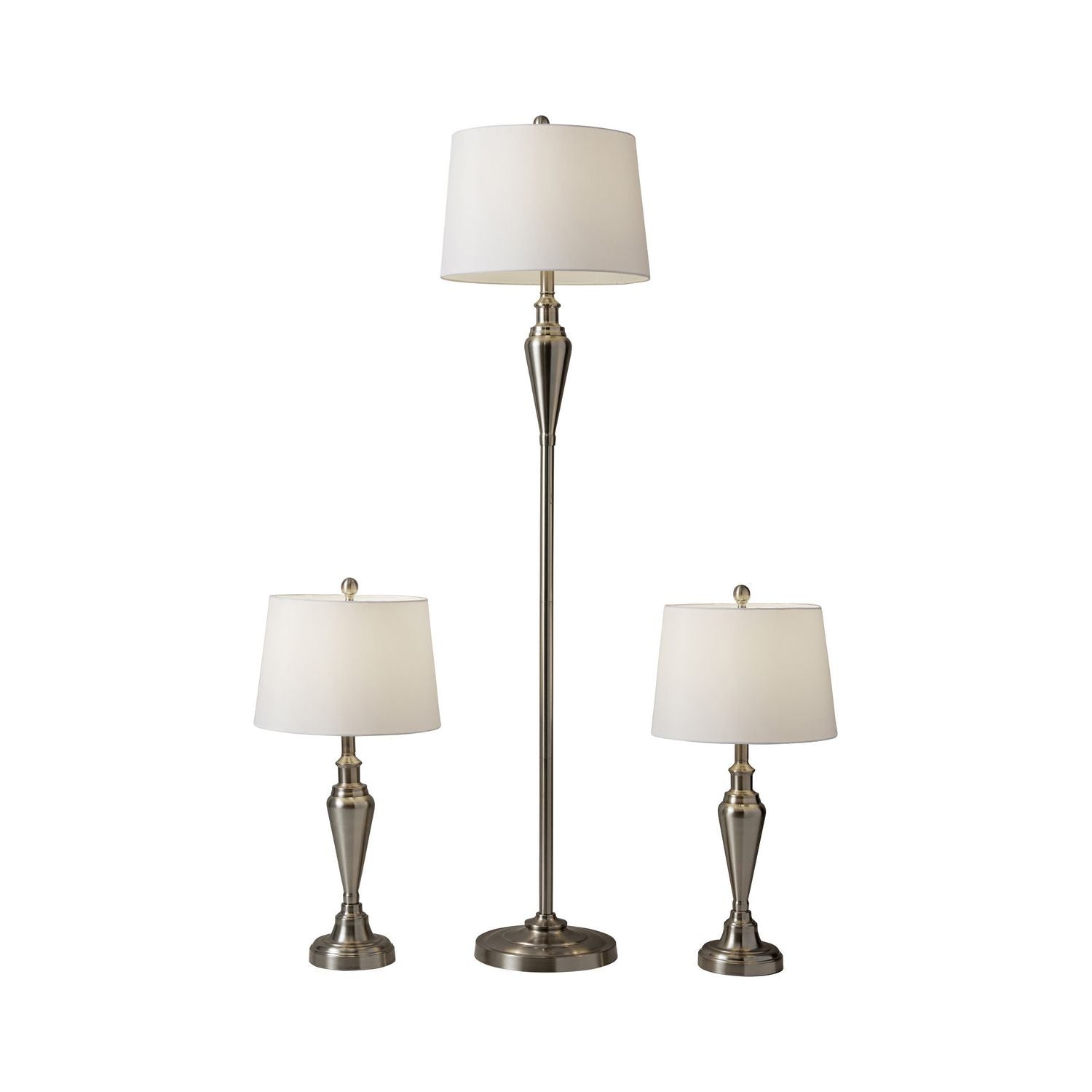 Adesso Home - 1583-22 - 3 Piece Floor And Table Lamp Set - Glendale - Brushed Steel