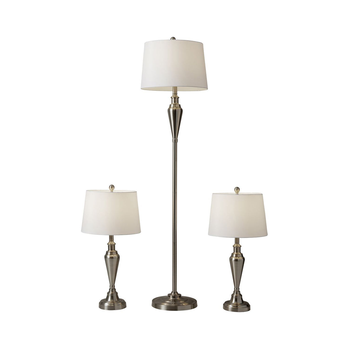 Adesso Home - 1583-22 - 3 Piece Floor And Table Lamp Set - Glendale - Brushed Steel