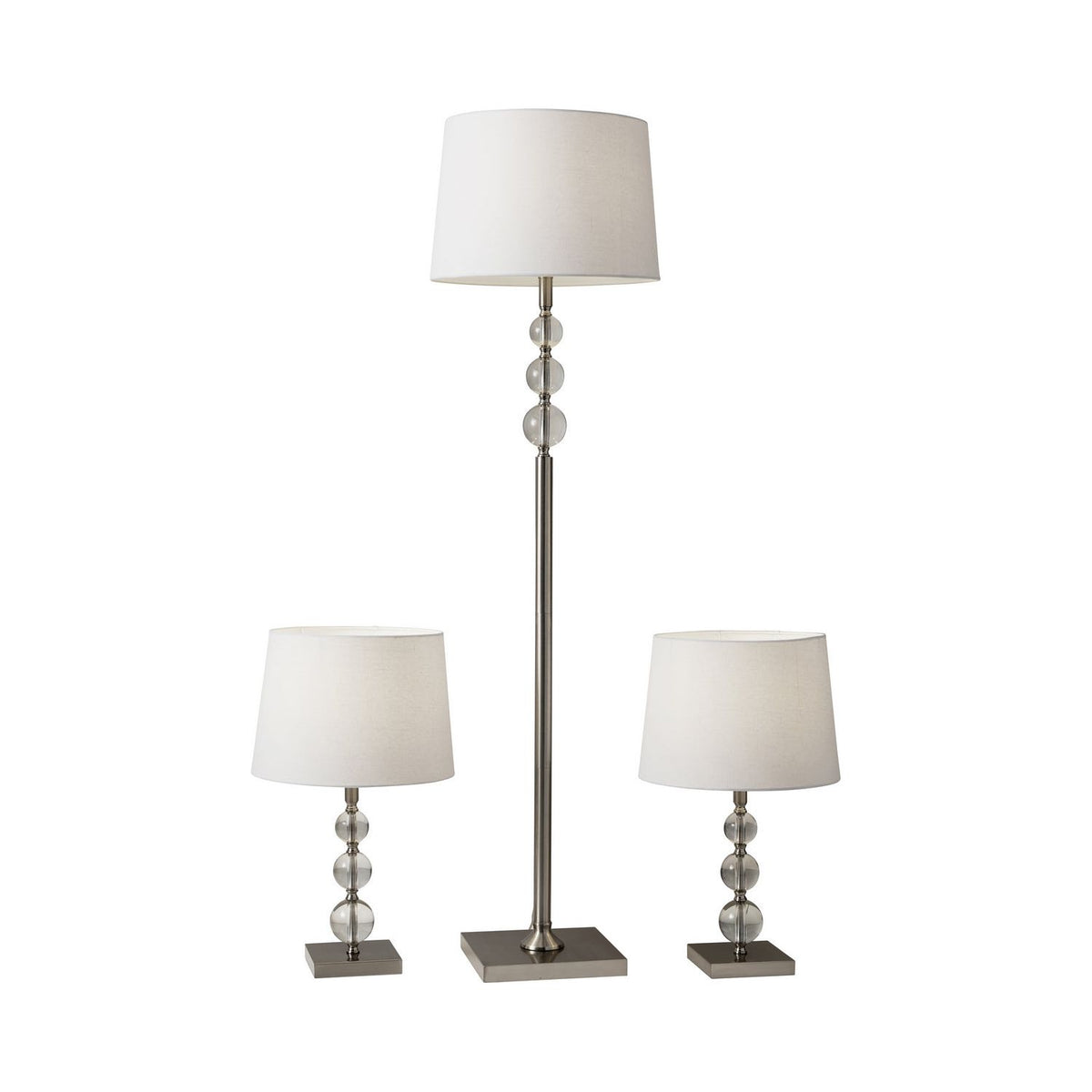 Adesso Home - 1585-22 - 3 Piece Floor And Table Lamp Set - Olivia - Brushed Steel