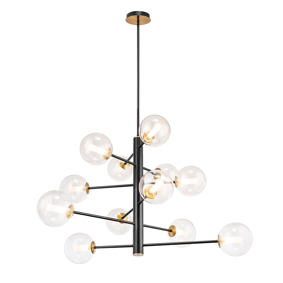 Artcraft Canada - AC11768VB - 12 Light Chandelier - Aurelia - Black and Brushed Brass