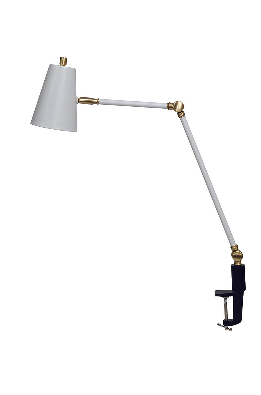 House of Troy - AR403-WT/SB - LED Clip On Table Lamp - Aria - White/Satin Brass