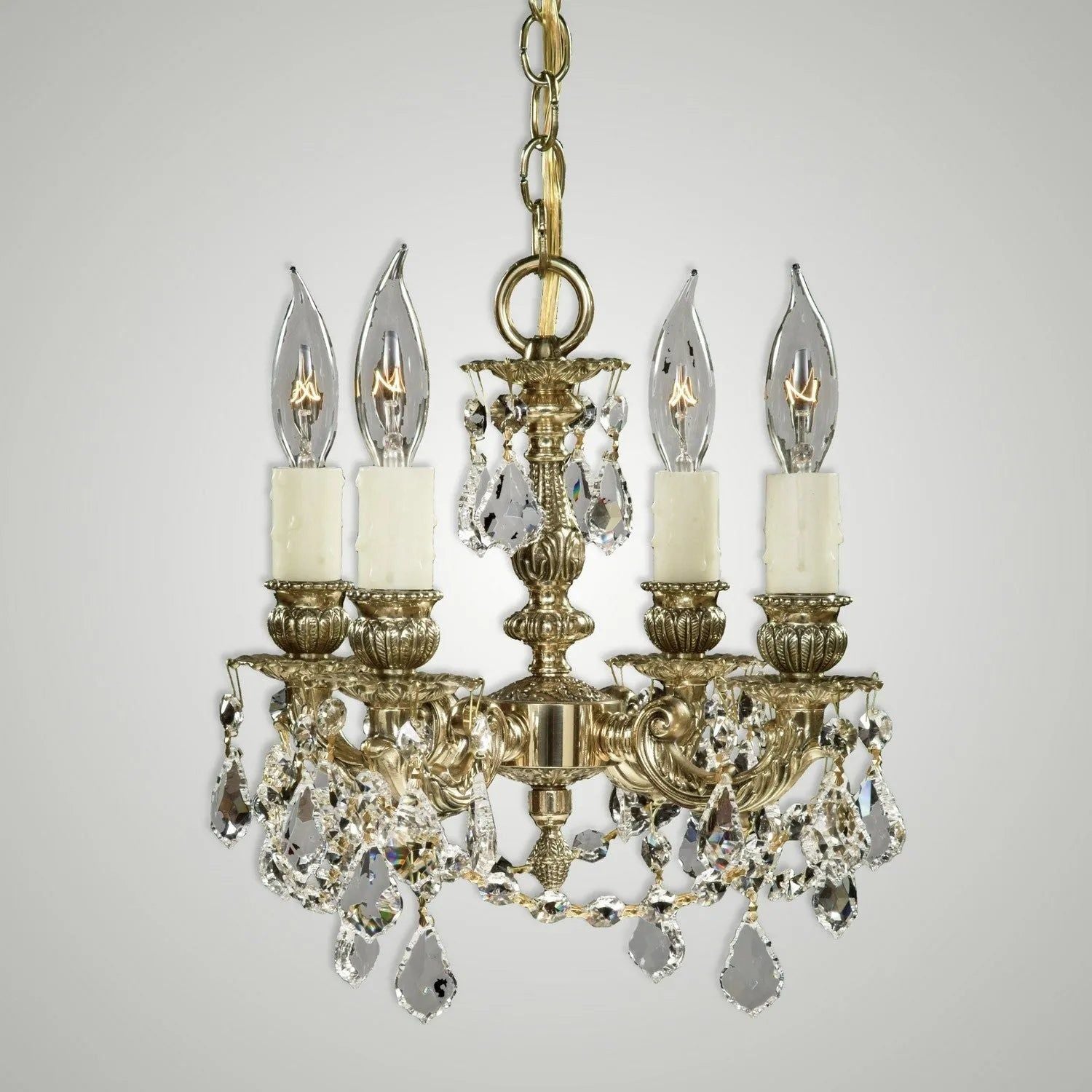 American Brass & Crystal - Biella Brass and Crystal Chandelier - CH9102-A-12G-PI | Montreal Lighting & Hardware