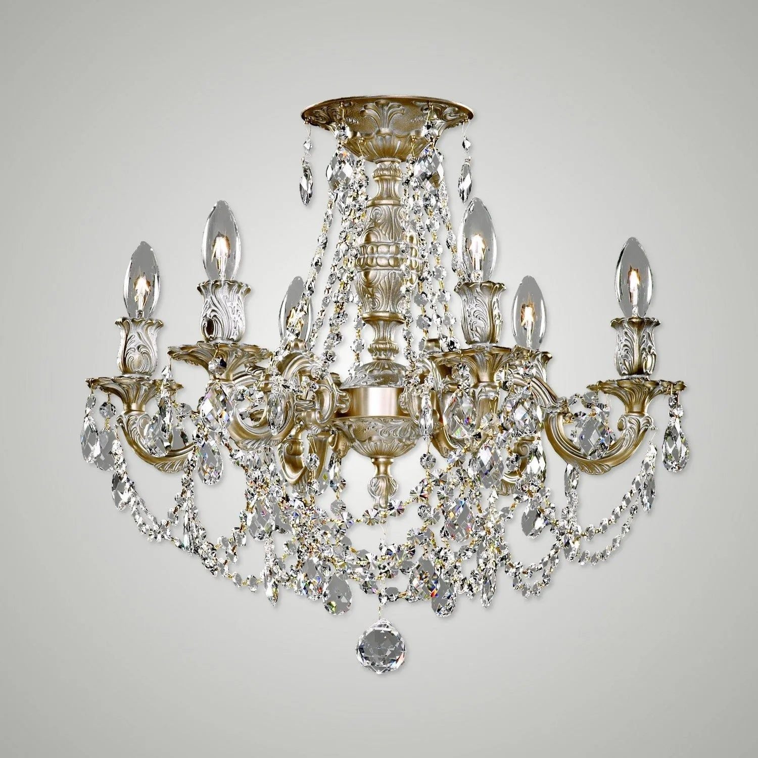 American Brass & Crystal - Biella Brass and Crystal Semi-Flush - FM9203-O-04G | Montreal Lighting & Hardware