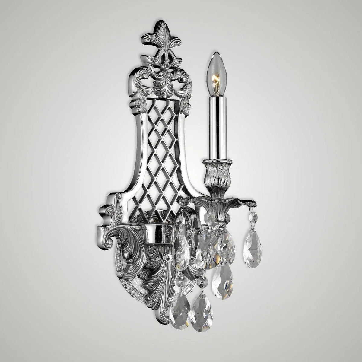 American Brass & Crystal - Brass and Crystal Lattice Wall Sconce - WS9451-O-08G-ST | Montreal Lighting & Hardware