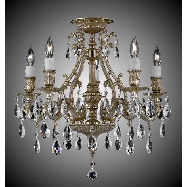 American Brass & Crystal - Chateau Brass and Crystal Semi-Flush - FM9630-O-16G-PI | Montreal Lighting & Hardware