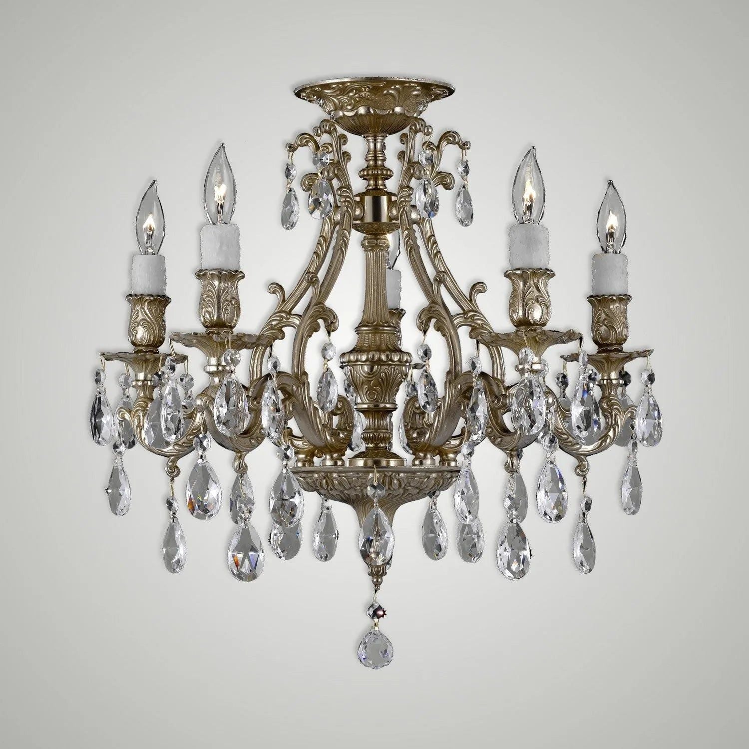 American Brass & Crystal - Chateau Brass and Crystal Semi-Flush - FM9630-O-16G-PI | Montreal Lighting & Hardware