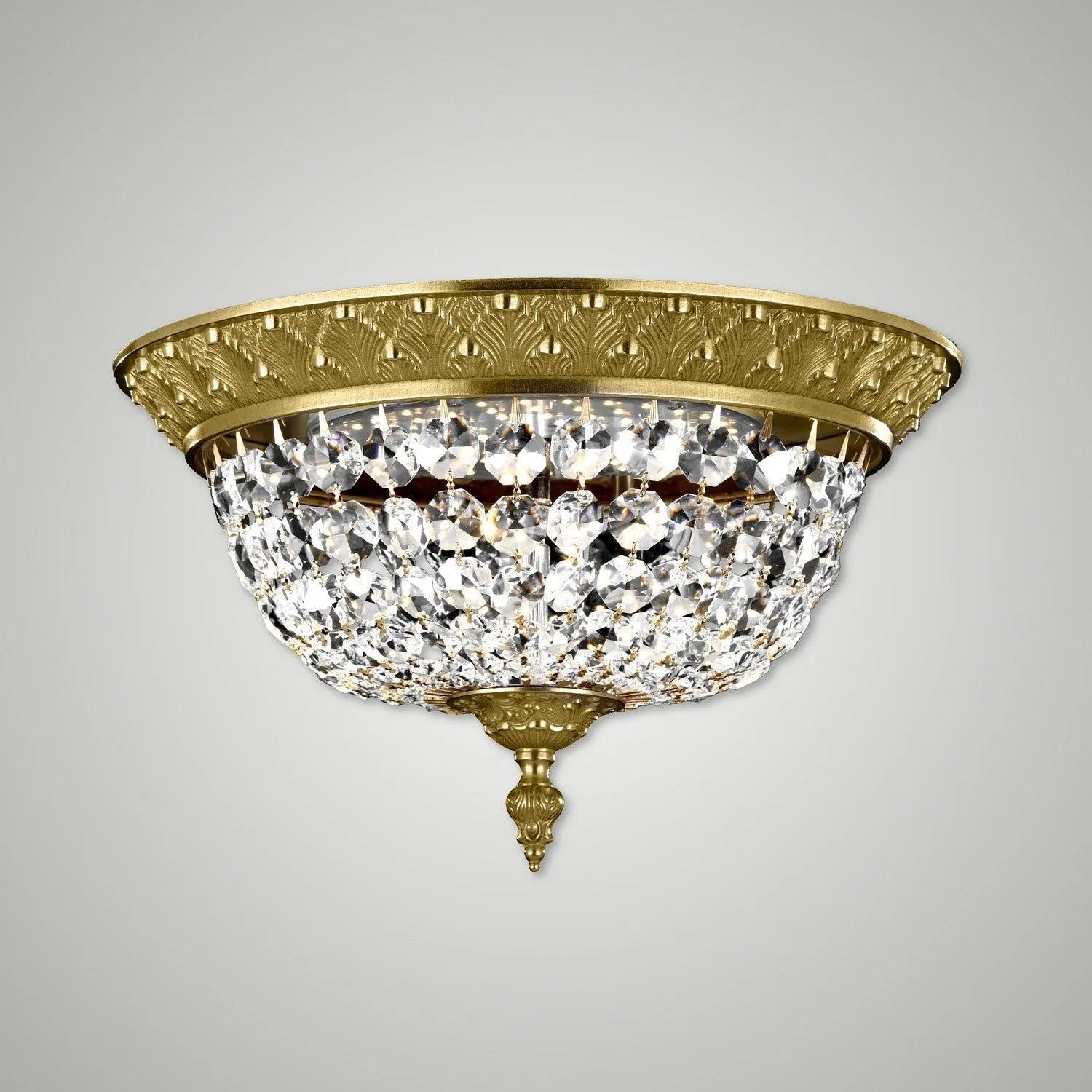 American Brass & Crystal - Corinthian Brass and Crystal Flush Basket - FM8615-P-16G | Montreal Lighting & Hardware