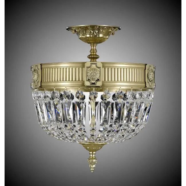 American Brass & Crystal - Finisterra Basket Brass and Crystal Semi-Flush - FM2151-P-16G | Montreal Lighting & Hardware