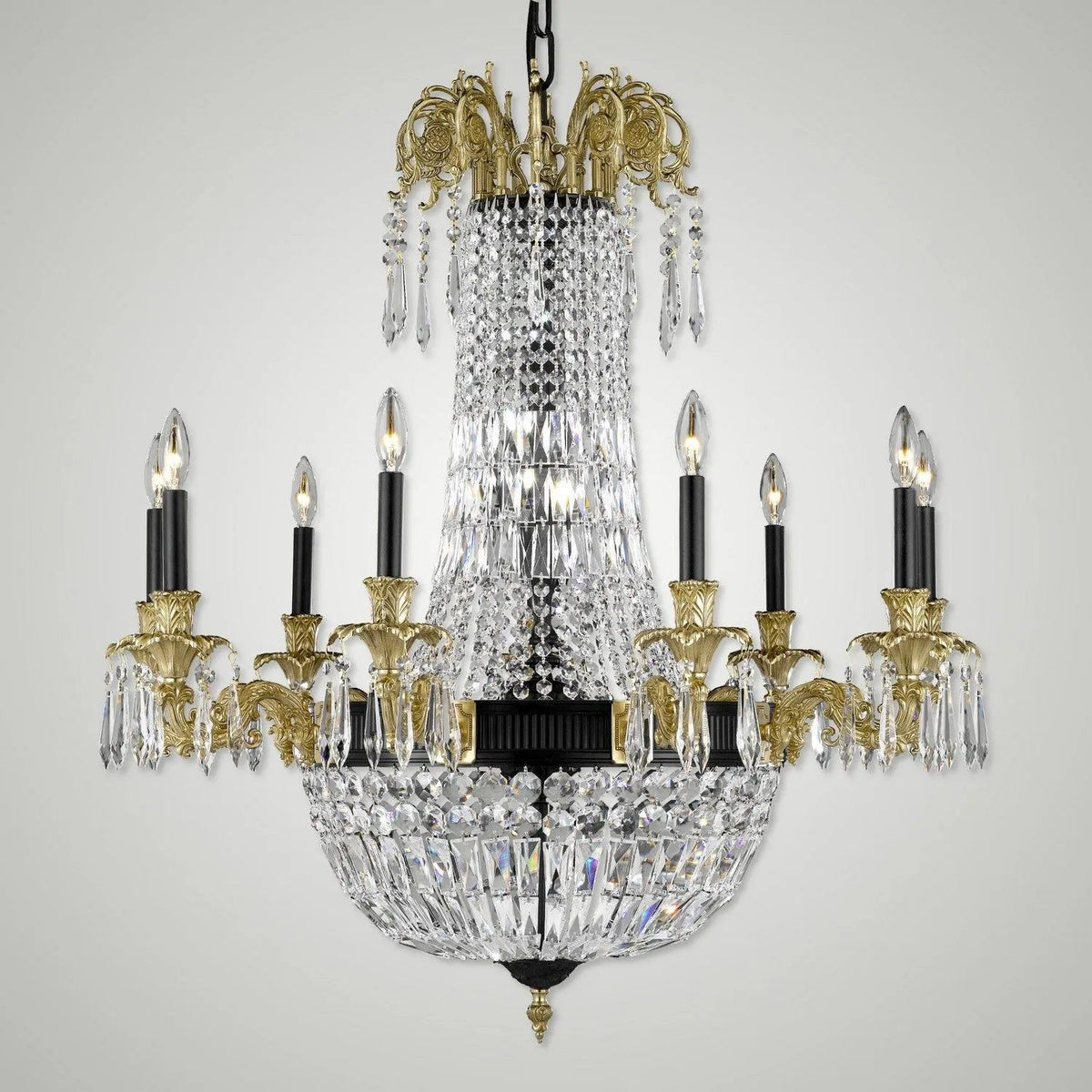 American Brass & Crystal - Finisterra Brass and Crystal Chandelier - CH2143-P-05S-16G-ST | Montreal Lighting & Hardware