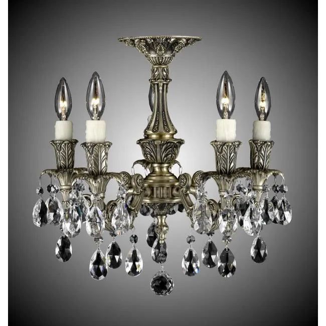 American Brass & Crystal - Finisterra Brass and Crystal Semi-Flush - FM2015-O-02G-PI | Montreal Lighting & Hardware