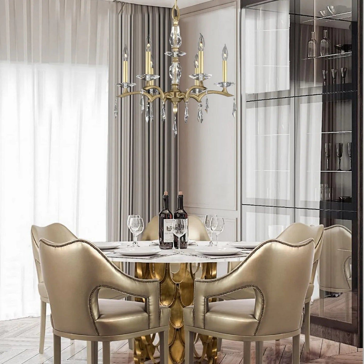 American Brass & Crystal - Kaya Brass and Crystal Chandelier - CH5502-G-37G-ST | Montreal Lighting & Hardware