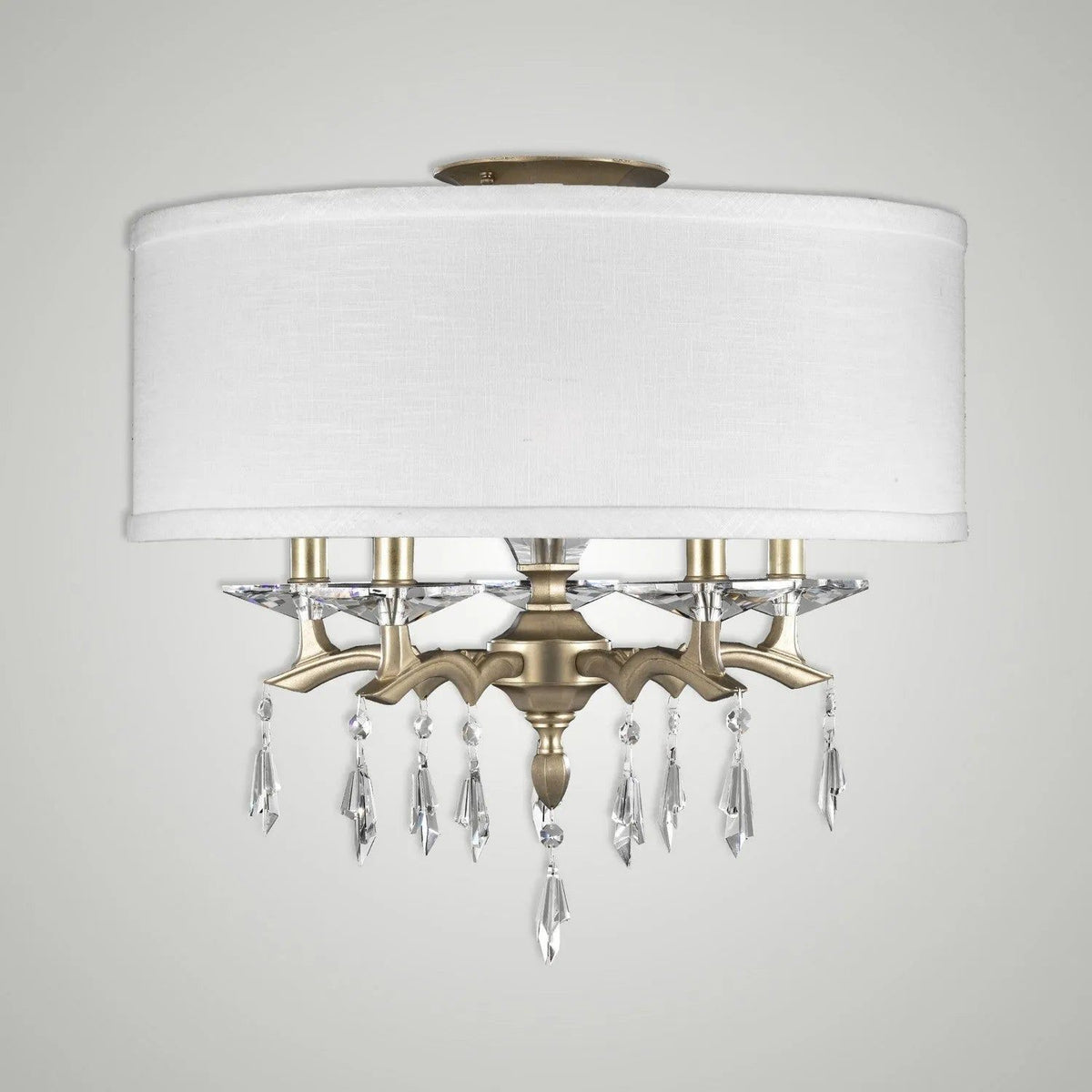 American Brass & Crystal - Kaya Shaded Brass and Crystal Semi-Flush - FM5622-G-36G-ST-HL | Montreal Lighting & Hardware