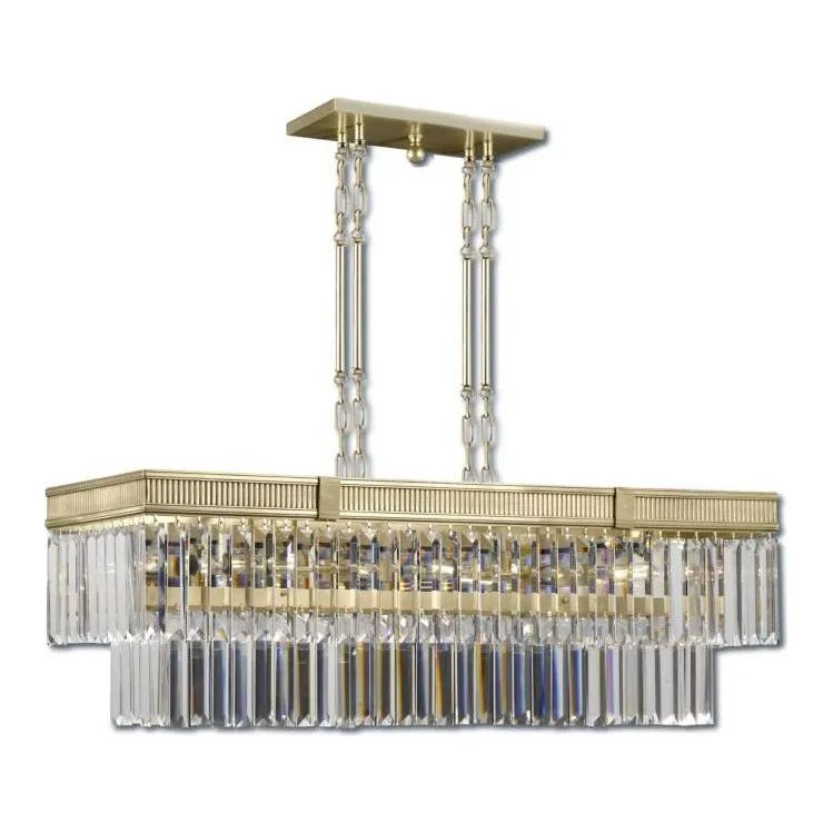 American Brass & Crystal - Kensington Brass and Crystal Linear Chandelier - IL8305-P-36G | Montreal Lighting & Hardware