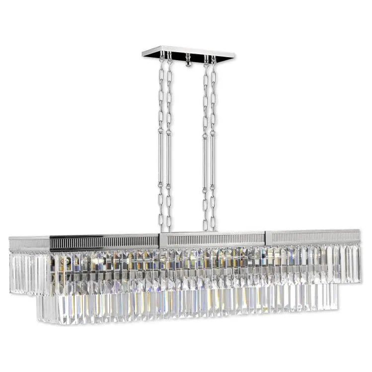 American Brass & Crystal - Kensington Brass and Crystal Linear Chandelier - IL8306-P-38G | Montreal Lighting & Hardware