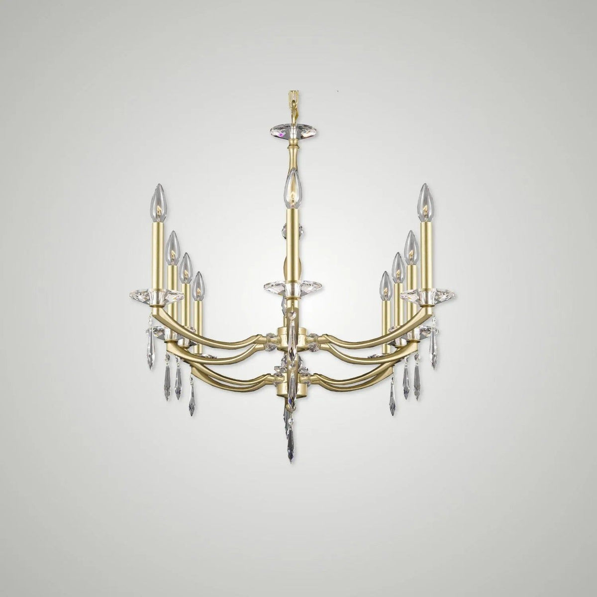 American Brass & Crystal - Kensington Brass and Crystal Linear IL5347 Chandelier - IL5347-37G-38G-ST | Montreal Lighting & Hardware