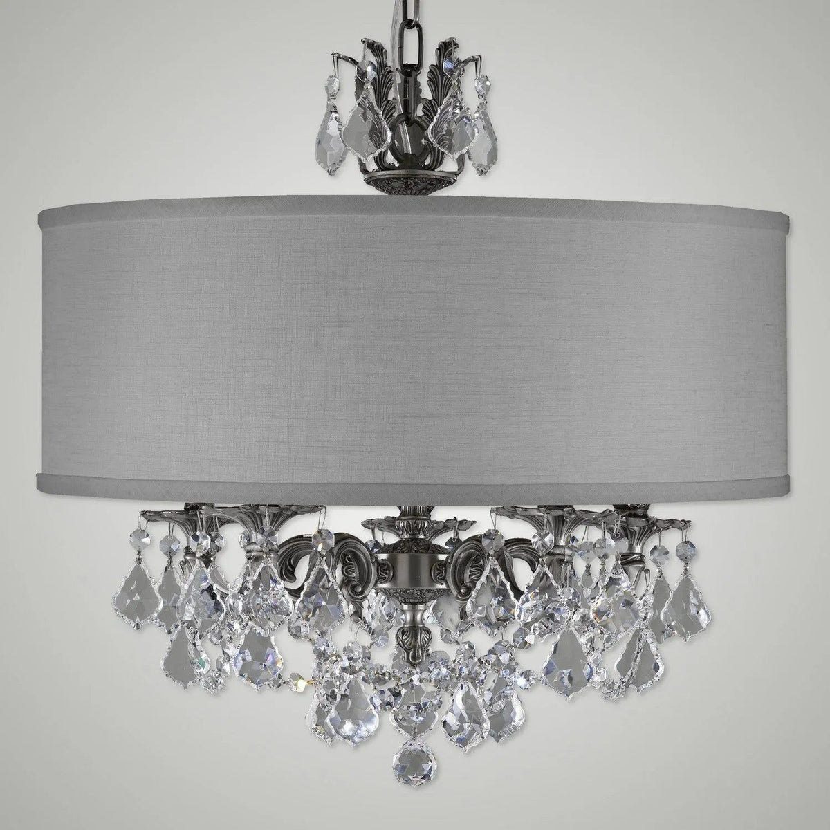 American Brass & Crystal - Llydia Shaded Brass and Crystal Chandelier - CH6512-A-10G-PI-GL | Montreal Lighting & Hardware